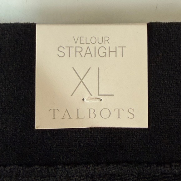 Talbots Pants Womens XL Black Velour High Rise Straight Leg Comfy Holiday NWT - Picture 6 of 11